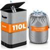 AIUNAOM 105L Raccoglitore di Bottiglie con Coperchio,Raccolta differenziata Interno con Borsa Interna Rimovibile, Contenitore per Pegni con Foro,per Bottiglia e Bottiglie di Plastica,Grigio