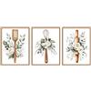 Dazzlewall Set di 3 Pezzi Decorazione Murale Cucina Floreale Acquarello, Utensili e Verdure con Rose Bianche per Sala da Pranzo Ristorante 30×40 cm Senza Cornice
