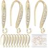 CREATCABIN 22Pcs Ganci per Orecchini in Zirconia Cubica 18K Ami da Pesca in Ottone Placcato Oro Fili per Orecchie con Anello Verticale Risultati Orecchini Ciondolanti Francesi Connettori per 15x2mm