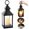 WIYETY Lanterna in vetro: lanterne per esterni con candela a LED, design vintage e effetto fiamma, lanterna da giardino per esterni, portacandele a colonna, Halloween, Natale, candelabro, cimitero