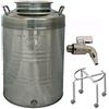 BELVIVERE Contenitore fusto bidone olio Inox 18/10 saldato fondo a pentola Belvivere America made in Italy con Rubinetto salvagoccia e piedistallo (50 litri)