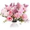 AuraNova 4 Mazzi Fiori Artificiali, Bouquet Di Rose Finte Con Rose In Seta, Fiori Rosa Dall'Aspetto Naturale Per Decorazione Matrimonio, Festa, Centrotavola, Casa E Composizioni Floreali