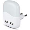 V-TAC VT-84 nachtlampje stopcontact - vierkant - 2x USB - warm wit