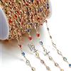 GUOZHAN 1 m/Rotolo di Perline di Cristallo di zircone, Catene di Rame, Catene alla Caviglia in Pietra di Rhinestone per componenti di collane e bracciali, creazione di Gioielli Fai da Te