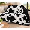 Tata Home Coperta Plaid Singola Morbida Invernale Coperta Pile Super Calda Plaid Divano Flanella Retro Agnellato Sherpa Fantasia Animalier Muccata Misura 150x200 cm Mod. COW Nero