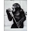 KUSTOM ART Quadro da Parete o da Tavolo Serie Animali Scimmia in Vasca con Microfono che Canta Stampa Artistica su Legno 30x21cm