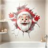 Generic Adesivo Murale Babbo Natale Effetto 3D con Muro Rotto | Decorazione Natalizia, Per Casa e Bagno, Decalcomania Parete, Per Vetrine, Motivo Muro Rotto