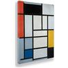 Giallobus - Quadro - Piet Mondrian - Composizione n. 6 con Grande Rosso Giallo e Grigio - Tela canvas - 70x100 - Pronto da appendere - Quadri moderni per la casa