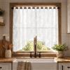 XMIRAKLIX Tenda a vetro bianca 150 x 100 cm in pizzo con farfalle e fiori | Tenda corta semitrasparente per cucina bagno e piccole finestre con fermatenda bianco incluso