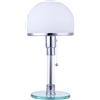 Generic Lampada da tavolo in stile moderno cromato lucido e vetro bianco per lampada da lettura Bauhaus