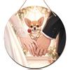 Generic Cartello di benvenuto a tema matrimonio con cane chihuahua per porta d'ingresso, cerimonia di matrimonio, benedizioni, stampa rotonda in legno per esterni, 30,5 cm, decorazioni per coppie per