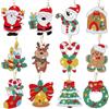 MorLuks 12 Pezzi Diamond Painting Portachiavi, 5D Diamond Painting Natale, DIY Pittura Diamante, Ciondoli Natalizi Portachiavi, Decorazioni Natalizie Fai Da Te, Lavoretti Natale Bambini