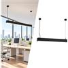 B·LED BARCELONA LED BARCELONA LED Lampada Lineare Bidirezionale CCT 120cm UGR17 Nera | 20W/30W/40W, Fino A 3800 lm, CRI Superiore A 90, 3000K/4000K/5000K, Sospensione Regolabile, Luce Sopra E Sotto