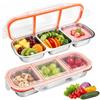 DAHAIHLAN Porta Merenda Bambino con Scomparti, 2 Pezzi con 3 Scomparti e Coperchio | Acciaio Inossidabile, Snack Box Riutilizzabili per Frutta, Frutta Secca, Pranzo a Scuola o Al Lavoro