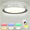 Froadp Lampada da soffitto a LED da 60 W, dimmerabile, diametro 50 cm, rotonda, RGB, con telecomando, IP44, a risparmio energetico, 2800-6500 K, per bagno, soggiorno, camera da letto