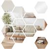Lytonix 12 Pezzi Specchio Adesivo da Parete Specchio Adesivo da Parete 126x110x63mm | Acrilico Esagonale Specchio da Porta, Specchi Esagonali da Parete per Il Soggiorno, La Camera da Letto, Il Bagno Fai da Te
