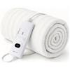Warmrest Scaldaletto Singolo 150x80 cm, Scaldaletto Elettrico Riscaldamento Rapido, Comando Rimovibile con 3 temperature, Protezione da Surriscaldamento, Tessuto Morbido, Basso Consumo Bianco