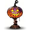 Generic Lampada da tavolo a forma di zucca di vetro,Lampada da tavolo zucca di | Lanterna in stile Tiffany con caldo gow, ornamenti di Halloween, cappello da strega, ornamento da scrivania per camera da