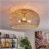 hofstein Plafoniera Brandala, lampada da soffitto in metallo/bambù in nero/naturale, lampada in stile boho moderno, design scandinavo, paralume Ø 50 cm, con effetto luce sul soffitto, 3x E27, senza lampadine