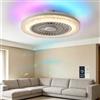 MRDEER Musical Ventilatore da soffitto LED 50 cm RGB con lampada con telecomando e altoparlante Bluetooth, ventilatore da soffitto con luce reversibile silenziosa per camera da letto