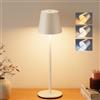 Görvitor Görvitor Lampada da tavolo ricaricabile senza fili, batteria da 5200 mAh, lampada da tavolo con 3 temperature di colore dimmerabile, portatile, in metallo, dimmerabile, touch con altezza di 24 cm/37,5