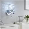 XINYASEE Applique da Parete Moderna in Cristallo e Cromato,Lampada da Muro a 1 Luce,Sconce Elegante per Camera da Letto,Bagno,Corridoio, Salotto,Specchio - Attacco E27,Design Rotondo con Pendente