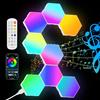 URAQT 8 Pezzi Esagonali Muro LED Luci, Esagonali Muro Luci, Smart RGB Gaming Wall, Luce Sincronizza Musica, 16 Milioni di Colori Hexagon Lampada con App e Telecomando per Soggiorno, Sala Giochi