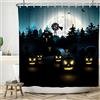 Bovlleetd 152x183 cm Tenda da Doccia di Halloween Horror Notte Tomba Tende da Doccia Zucca Malvagia Tenda da Bagno Foresta Oscura Impermeabile Vasca Decor Tenda