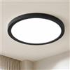 LQWELL Plafoniera LED Ultra Sottile Nero 22cm 18W 6000K | Design moderno e minimalista, grado di protezione IP44 ed elevata efficienza energetica. Ideale per bagno, soggiorno, ecc.