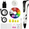 Inspire Labs Penna 3D Inspire Labs, Creatività e Divertimento per Bambini e Adulti con Spegnimento Sicuro, Base in Silicone, Modalità Automatica/Manuale, 100 M Filamento PLA (20 Colori) + Guida in Italiana