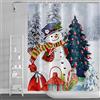 SDOTPMT 105x160cm Buon Natale Tenda da doccia Inverno Carina Pupazzo di neve Natale Albero Sfera Tenda da bagno Fiocco di neve Felice Nuovo anno Tenda da vasca per Bagno Poliestere con ganci
