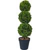 VKZ Pianta Topiaria Artificiale a Tre Sfere in Vaso, Albero Finto Decorativo per Interni ed Esterni, Realistico e Senza Manutenzione, Tronco Singolo, Foglie a Forma di Cipresso