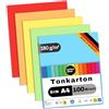 perfect ideaz - Cartoncino colorato DIN A4, 100 fogli - 180 g/m² in 5 colori intensi (20 fogli per colore) - realizzato con materiale riciclato