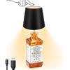 EnGiTores Lampada a bottiglia, paralume ricaricabile touch wireless per bottiglia con 3 temperature colore, lampada da tavolo LED per bottiglia vino luce d'atmosfera luce notturna senza fili per camer (Black)
