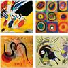 LuxHomeDecor Quadri kandinsky 4 pezzi Stampa su Tela canvas Arredamento Arte Astratto Arredo per soggiorno salotto camera da letto cucina ufficio bar ristorante (4 pezzi 30x30 cm)