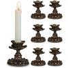 Inweder Portacandele Vintage in Resina, Bronzo Antico, 6 Pcs | Disegno del Fiore di Loto, Stile Antico e Retrò, per Centrotavo, Caminetto, Matrimoni, Halloween, Natale