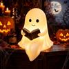 PVBCTCSID Lampada fantasma con libro, 15.5 x 11.5 x 22 cm, decorazione LED bianca in resina per libreria, angolo lettura, camera e Halloween, regalo per lettori