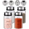 DHNEIYGC 4 Barattoli per Spezie con Coperchio Girevole, 150 ml, Contenitori per Spezie in Vetro Borosilicato, Saliera e Pepiera con Fori Regolabili da Cucina, Grigliate all'Aperto e Barbecue