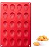 Bustlwor Madeleines Stampo in silicone a forma di conchiglia di Madeleine, con rivestimento antiaderente, per torte, cioccolato, caramelle, biscotti, (rosso)