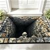Generic Tappetino horror 3D per Halloween, motivo: teschio spettrale, 1 pezzo: 50 x | Zerbino per porta d'ingresso di Halloween - Tappeto horror con teschio visivo e pagliaccio con retro antiscivolo