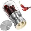 Vucchini Macinino per peperoncini, solo per peperoncini secchi | Acciaio inox e vetro, taglia peperoncino per spezie grosse e peperoncini secchi, macina spezie e erbe, design a doppia sfera