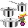 SHEUMNT 6 Pezzi Set di Pentole e Padelle in Acciaio Inossidabile, Set di Pentole Antiaderente per Cucina, Compatibile con Piastre a Induzione/Elettriche e a Gas, Sicuro per Forno e Lavastoviglie