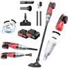 HSHa Aspirapolvere a batteria 2 in 1, 5500 Pa, forte aspirazione, leggero, con LED e filtro HEPA, per parquet, tappeti, peli di animali, auto e scale, con 2 batterie da 2200 mAh