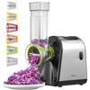 Reemix Grattugia elettrica per formaggio, con 6 lame intercambiabili, affettare, triturare e grattugiare, lame in acciaio inox, preparazione rapida e senza sforzo per cucinare a casa