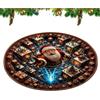 Generic Tappeto natalizio per soggiorno, 80 cm, motivo: Babbo Natale con illusione | Tappetino rotondo natalizio per soggiorno, camera da letto, sala da pranzo, ingresso e festa