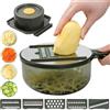 GJV Grattugia multifunzione con 5 tipi di lame in acciaio inox, multiuso, affettatrice per verdure, cetrioli, patate, formaggi, gadget da cucina (verde)