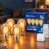 Aigostar Lampadina Smart Alexa E27 LED Filamento Gateway Telecomando Pack 4 | Dimmerabile 2700K 6500K / 806LM / 6W Risparmio Energetico / Bluetooth Mesh / Google Home Compatibile / Salotto e Camera