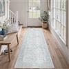HUGEAR Tappeto Corridoio 60x240cm Blu Vintage Lungo | Lavabile in Lavatrice,Pelo Corto,Antiscivolo,Cucina,Camera da Letto,Scendiletto,Cameretta,Ufficio,Vintage