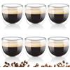 Mezzar Tazzine Caffè Vetro Doppio Strato, 6 Pezzi Set da 80ml, Bicchieri Trasparenti Lavabili per Cappuccino Latte Tè Macchiato Espresso (liscia)