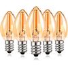 Hcnew Lampadina LED a candela C7 E12 220V,0,5W vintage Edison piccola sostituzione lampadina 7 W a incandescenza 2200 K ultra calda,50 lumen non dimmerabile (confezione da 5)